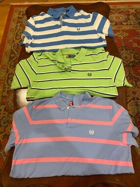 Chaps mens Polo Trio - Blue & White, Lime & Black, Lavender & Pink